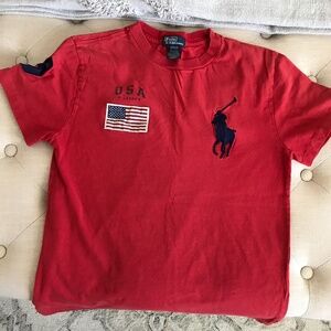 Ralph Lauren Red Large Pony Tee - size Medium